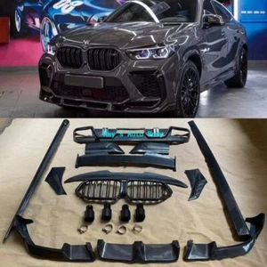 Fit For BMW X6M F96 Carbon Fiber Front Lip Rear Splitter Sideskirts Wing Grille - Picture 1 of 12