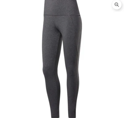 Leggings Reebok média compressão desgaste atlético cinza corrida atlética - Imagem 1 de 4