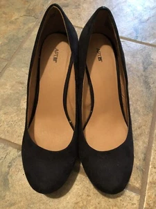 Apt. 9 Kensington Black Suede Wedge Heels Size 7 - Picture 1 of 4