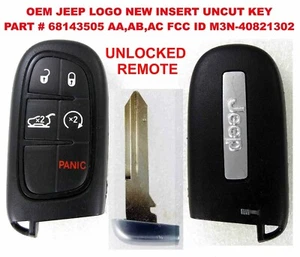 UNLOCKED OEM JEEP LOGO GRAND CHEROKEE REMOTE START UNCUT KEY FOB M3N-40821302 - Picture 1 of 4