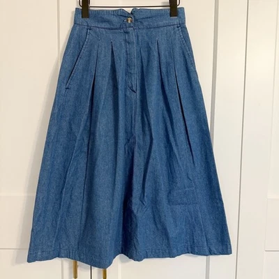 Maxi Falda De Colección Años 80 Abercrombie & Fitch Denim Botón Delantero Talla 8 Foto 1 de 4