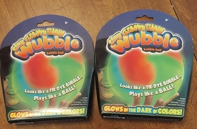 Lot Of Two NEW Tiny Groovy Glow Wubble Bubble Ball Glows in the Dark Tie-Dye  - Image 1 of 3