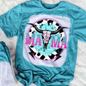Gildan Soft style Bleached Tee, Western Mama Graphic Bleached Tee - Picture 1 of 3