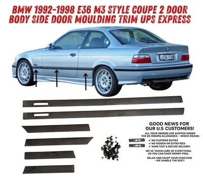 For BMW 1992-1998 E36 M3 style COUPE 2Door Body Door Moulding Trim with Clips Foto 1 de 4