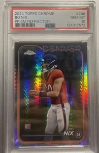 2024 Bo Nix Topps Chrome Refractor RC PSA 10 Rookie Card Denver Broncos - Picture 1 of 2