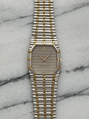 De colección Audemars Piguet Bambú Dos Tonos Años 80 Esfera Plateada Cuerda Manual Oro 18K Foto 1 de 4