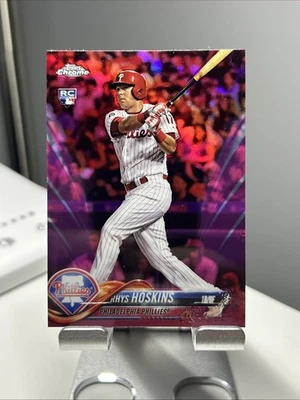 975 2018 Topps Chrome Pink Refractor #70 Rhys Hoskins RC Rookie Phillies m928 - Image 1 of 2