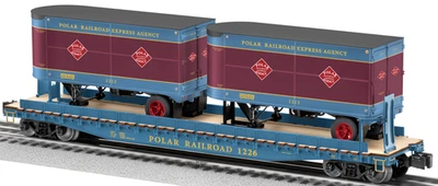 Lionel No. 6-27840 - Polar Railroad PS-A Flatcar w/Trailers - NEW  Holiday Gifts - Image 1 of 4