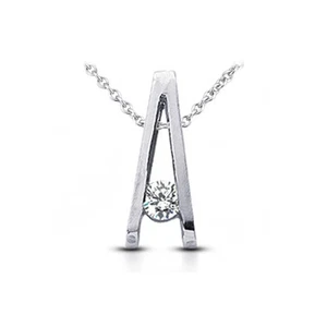 0.28ct I SI1 Round Cut Earth Mined Certified Diamond 950 PLT. Solitaire Pendant - Picture 1 of 2