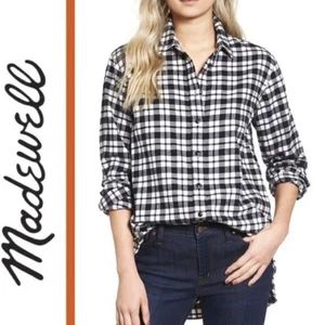 Madewell Bridgeport Oversized Flanell Knopfdetail kariert schwarz weiß - Bild 1 von 9