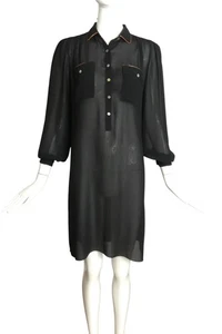 PIERRE CARDIN BOUTIQUE- 1970s Black Knit Dress, Size 4 - Picture 1 of 6