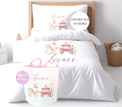 Juego de edredón individual Princesa infantil personalizado, funda de almohada, artículo de dormitorio infantil Foto 1 de 3