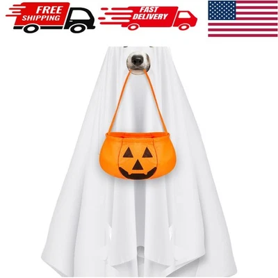 Charming Halloween Ghost Dog Costume Set with Pumpkin Bucket for Large Breeds - Image 1 of 4