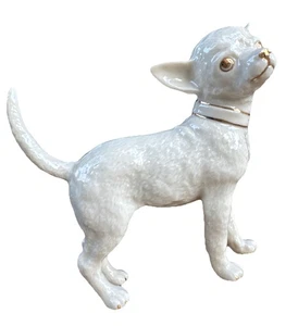 Sweet Lenox ChihuahuaDog Porcelain Pearl Gloss Finish Gold Collar Figurine - Picture 1 of 6