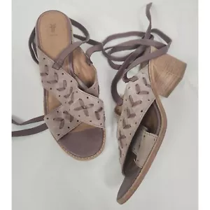 Frye Women's Sz. 10 Bianca Woven Purple Leather Ankle Wrap Sandals - Picture 1 of 8