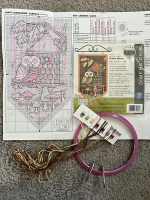 Dimensions Mini Banner Fall Cross Stitch PATTERN ONLY +extras Owl Mumm 1-3-6 - Image 1 of 4