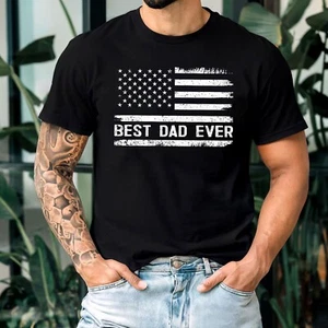 Best Dad Ever T-Shirt mit amerikanischer Flagge Geschenk zum Vatertag Männer Unisex - Bild 1 von 10