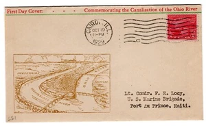 #681 Ohio River 1929 FDC -  Planty #14 to Haiti U.S. Marine Brigade - Picture 1 of 2