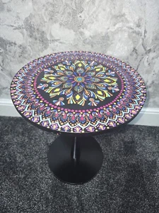 Handmade And Hand Painted Truck Art Decorative Round Wooden Coffee Table - Picture 1 of 2