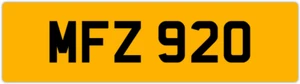 MFZ 920 M 3x3 DATELESS PRIVATE NUMBER PLATE MAT MATT MARK MICK MIK MIC MEL MAX - Picture 1 of 1