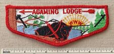 Vintage OA AGAMING LODGE 257 Order of the Arrow Twill FLAP PATCH WWW Boy Scout