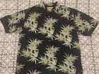 Jamaica Jaxx Hawaiian Floral Bamboo 100% Silk Short Sleeve Black Shirt Size Xl