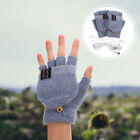  USB Heating Gloves Knitting Miss Winter Thermal Mitts Heated Half Finger