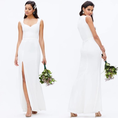 OFF WHITE NUOVO ABITO LA POPOLAZIONE Off White MONROE Sweetheart CREPE Spacco ABITO DA SERA XS