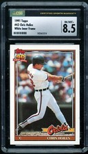 CHRIS HOILES 1991 Topps #42 White Inner Border Frame Error Variation CSG 8.5 
