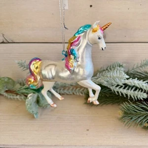 Robert Stanley Glass Unicorn Ornament Hand Blown Glass Ornament NWT - Picture 1 of 6