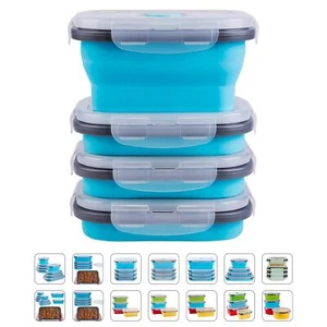 4 Pack 11.8oz Silicone Collapsible Food Storage Containers with Airtight Lids - Picture 1 of 8