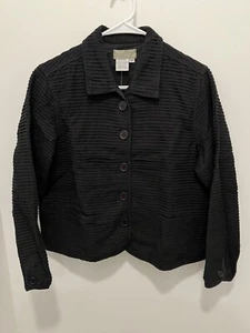 The Territory Ahead Damen Jacke Knopfleiste schwarz gerippt gefüttert Petite Medium - Bild 1 von 5