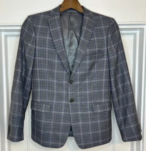 Hart Schaffner Marx Wool Gray Purple Windowpane Boys Sport Coat Blazer Size 18?? - Picture 1 of 6