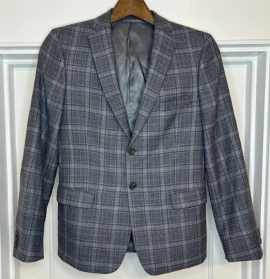 Abrigo Blazer Deportivo Hart Schaffner Marx Lana Gris Púrpura Ventana Niños Talla 18?? Foto 1 de 4