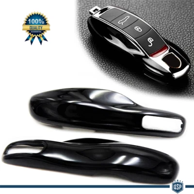 QSPC COVER CHIAVE per Porsche Macan 95B 2015> Guscio NERO INSERTI RIGIDI Telecomando