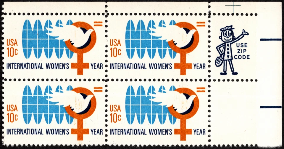 US Stamp Scott # 1571 Zip Block Mint NH 10 Cents International Women's Year Nice - Image 1 of 1