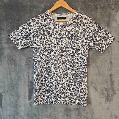 Camiseta Zara Hombre Lino Para Hombre Pequeña Floral Estampado Completo AOP Mangas Cortas Nueva Foto 1 de 4