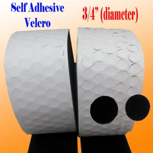 3/4" 20mm Self Adhesive Coin Hook and Loop Velcoins Sticky Dots Tape Fastener - Picture 1 of 2