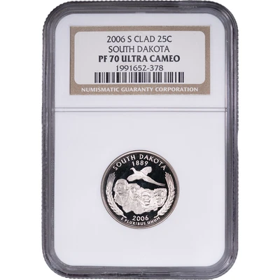 2006-S Clad South Dakota State Quarter - Proof ~ NGC PF 70 ULTRA CAMEO - Image 1 of 2