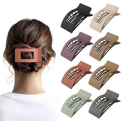 Paquete de 8 pinzas para el cabello planas grandes para mujer - clips de garra antideslizantes rectangulares mate Foto 1 de 4