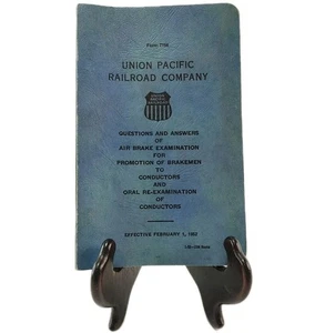 Vintage UNION PACIFIC RAILROAD RR Co Test Questions Answers 1952 Form 7156 Book - Picture 1 of 6