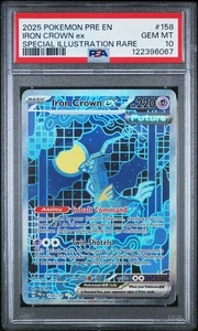 2025 POKEMON PRE EN-PRISMATIC EVOLUTIONS #158 IRON CROWN ex PSA 10 - Picture 1 of 2