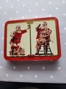 Coca-Cola Christmas Santa Playing Cards 2 Sealed Decks Metal Tin USA 1994 - Picture 1 of 5