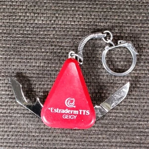 CIBA GEIGY Taschenmesser,  2-tlg. kleines Klappmesser, Estraderm TTS, gebraucht - Bild 1 von 12