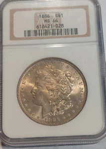 1886  MORGAN DOLLAR NGC MS64 LIGHT TONING - Picture 1 of 2