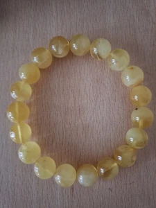BUTTERSCOTCH BALTIC AMBER, CERTIFIED 10MM BEADED BRACELET. - Picture 1 of 11