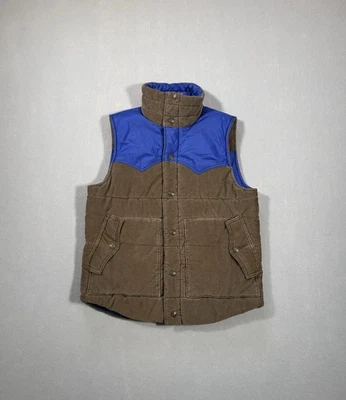 Vintage Levis Vest Mens Small Brown Blue Reversible Corduroy Snap Up Western Y2K - Image 1 of 4