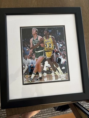 Larry Bird Vs Magic Johnson Framed NBA Photo Print Signed Autographed 8x10 - Image 1 of 4
