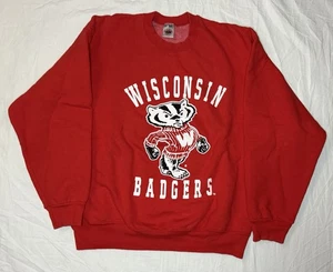 Vintage Wisconsin Badgers Rundhalsausschnitt Grafik Sweatshirt Large zweiseitig Bucky - Bild 1 von 8