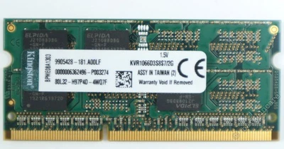 Kingston 2GB Laptop SODIMM SO-DIMM RAM Memory Module DDR3-1066 PC3-10600 204Pin. - Image 1 of 2